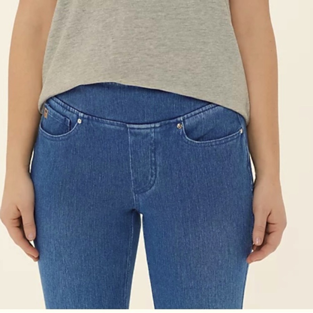 Belle By Kim Gravel Flexibelle Mini Cuff Capri Jean w/ Zipper Trim Petite 18WP